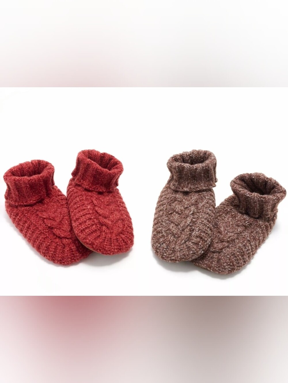 Muk Luks 2 Pair Of Aloe Infused Slipper Socks - Red and Brown